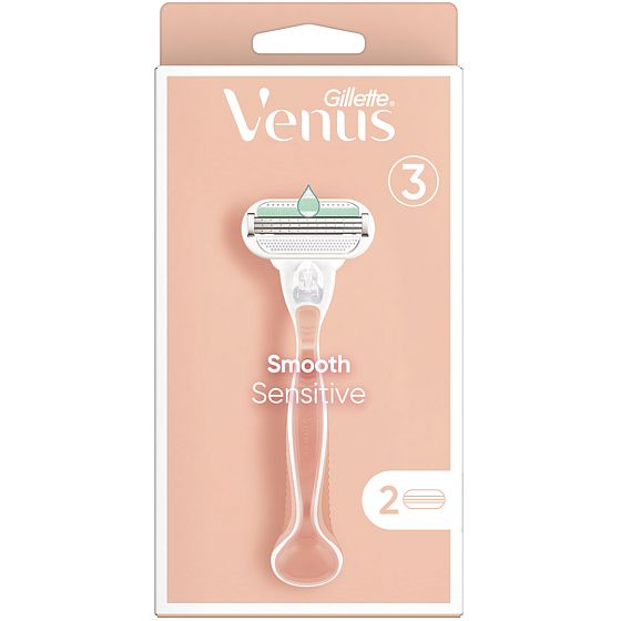 Gillette Venus Smooth Sensitive holicí strojek se 3 břity + náhradní hlavice 2 kusy pro ženy