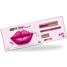 Keep it Lippy Trio Lip Set Pink matná rtěnka 3,5 ml + tužka na rty 0,2 g + třpytivý lesk na rty 1,9 ml, kosmetická sada pro ženy