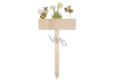 Včelka dřevěná cedulka 16 x 40 cm