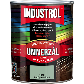 Industrol S2013 univerzál lesk vrchní barva na kov a dřevo, 1010 šeď pastelová, 750 ml