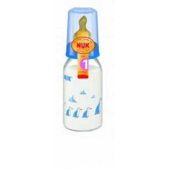 Nuk Láhev skleněná kojící s barevnými motivy 250 ml na mléko