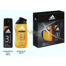 Adidas Action 3 Intensive antiperspirant deodorant sprej 150 ml + sprchový gel 250 ml pro muže kosmetická sada