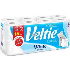 Veltie White toaletní papír bílý 2 vrstvý 180 útržků 16 rolí