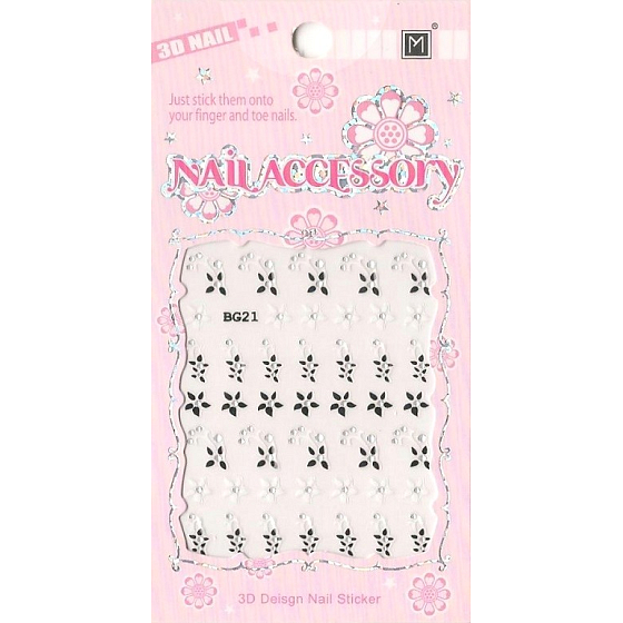 Nail Accessory 3D nálepky na nehty 1 aršík 10100 BG21