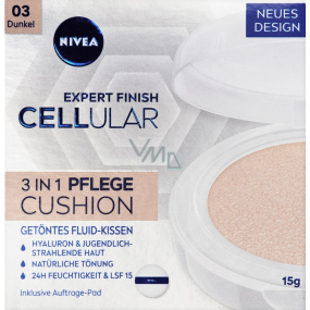 Nivea Expert Finish Cellular 3v1 pečující tónovací krém make-up v houbičce 03 Dark 15 g