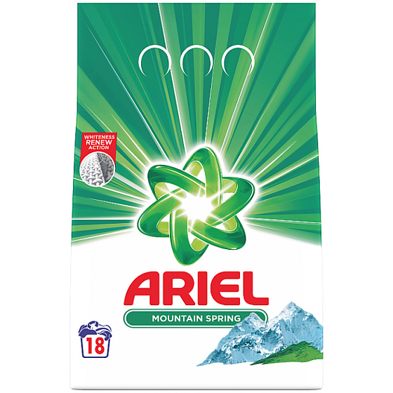 Ariel Mountain Spring prací prášek pro čisté a voňavé prádlo bez skvrn 18 dávek 1,35 kg