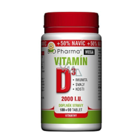 Bio Pharma Vitamín D3 2000 I.U. doplněk stravy 180 + 90 tablet