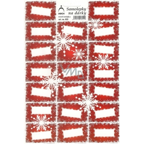 Arch Vánoční samolepky na dárky červené vločky 20 etiket 1 arch