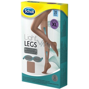 Scholl Light Legs Kompresní punčochové kalhoty XL hnědé 20 den pomáhají zabraňovat pocitu únavy nohou a snižují pocit těžkých nohou