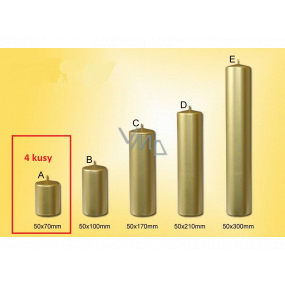 Lima Svíčka hladká metal zlatá válec 50 x 70 mm 4 kusy