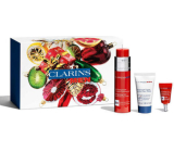 Clarins Men Energizing Essentials energizující pleťový gel 50 ml + čisticí pěnivý gel 30 ml + energizující oční gel-krém proti známkám únavy 3 ml + kosmetická taška, kosmetická sada pro muže