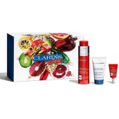 Clarins Men Energizing Essentials energizující pleťový gel 50 ml + čisticí pěnivý gel 30 ml + energizující oční gel-krém proti známkám únavy 3 ml + kosmetická taška, kosmetická sada pro muže