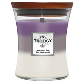 WoodWick Trilogy Amethyst Sky - Ametystové nebe vonná svíčka s dřevěným knotem a víčkem sklo střední 275 g