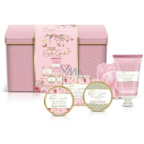Baylis & Harding Růže, Vlčí mák a Vanilka sprchový krém 50 ml + krém na ruce 50 ml+ tuhé mýdlo 50 g+ tělové máslo 50 ml + houbička + plechová dóza, kosmetická sada pro ženy