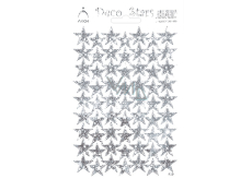Arch Holografické dekorační samolepky Hvězdičky stříbrné hladké 12 x 18 cm