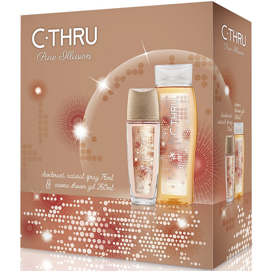 C-Thru Pure Illusion parfémovaný deodorant sklo pro ženy 75 ml + sprchový gel 250 ml, kosmetická sada