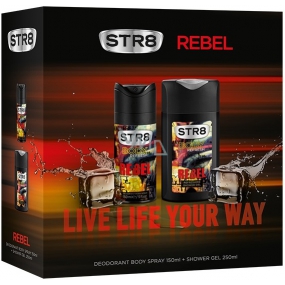Str8 Rebel deodorant sprej pro muže 150 ml + sprchový gel 250 ml, kosmetická sada