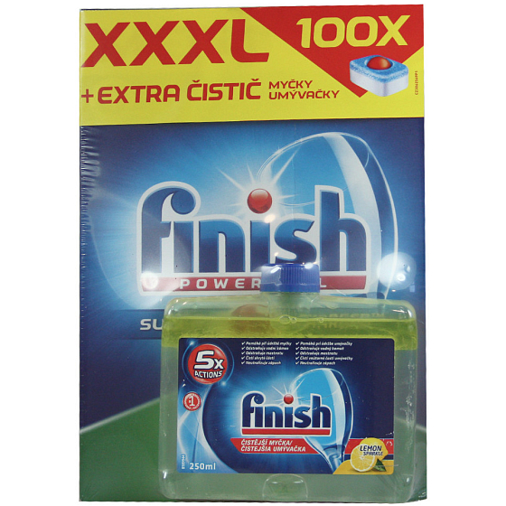 Finish All in 1 Deep Clean tablety do myčky 100 kusů + Finish Lemon Sparkle čistič myčky 250 ml, duopack