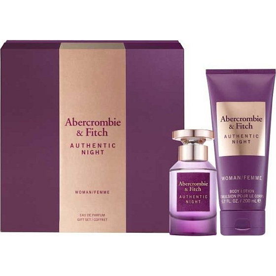 Abercrombie & Fitch Authentic Night Woman parfémovaná voda pro ženy 50 ml + tělové mléko 200 ml, dárková sada
