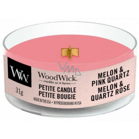 WoodWick Melon & Pink Quartz - Meloun a růžový křemen vonná svíčka s dřevěným knotem petite 31 g