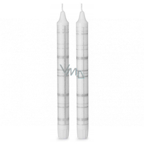 Emocio Káro domácí svíčka bílá se stříbrnými glitry 23 x 245 mm 2 kusy