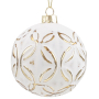 Baňky skleněné bílé se zlatými ornamenty 8 cm 4 kusy