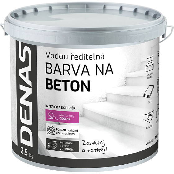 DENAS NA BETON vrchní barva na beton, 0110 šedý, 2,5 kg