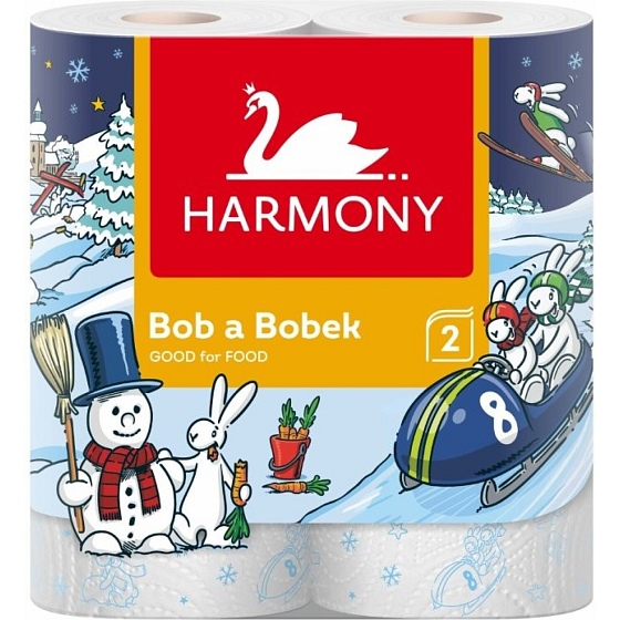 Harmony Good For Food kuchyňské utěrky Bob & Bobek 2vrstvé, 90 útržků, 2 role