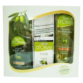 Dalan d Olive šampon na vlasy 400 ml + kondicionér 200 ml + toaletní mýdlo 150 g + žínka, kosmetická sada
