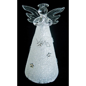 Anděl skleněný svítící LED 13,5 cm
