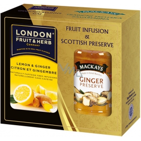 London Fruit & Herb Lemon & Ginger ovocno-bylinný čaj 20 sáčků x 2 g + zázvorová zavařenina 340 g, sada