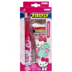 Hello Kitty 6+ Turbo elektrický kartáček na zuby měkký na baterie + Žvýkačková zubní pasta 75 ml