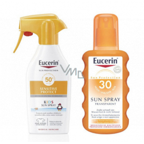 Eucerin Sun Sensitive Protect SPF 50 sprej na opalování 200 ml + SPF30 transparentní sprej pro děti 200 ml