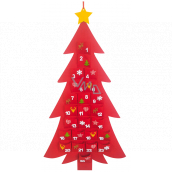 Adventní kalendář filcový červený strom 50 x 93 cm