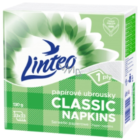 Linteo Classic bílé papírové ubrousky 1 vrstvé 33 x 33 cm 100 kusů
