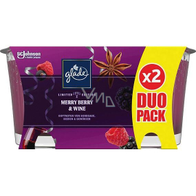 Glade Merry Berry & Wine s vůní lesních plodů a červeného vína vonná svíčka ve skle, doba hoření až 2 x 38 hodin 2 x 129 g, duopack