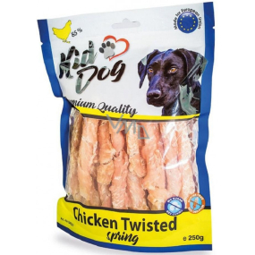 KidDog Chicken Twisted Spring kuřecí prsa ve spirále, měkká masová pochoutka pro psy 250g