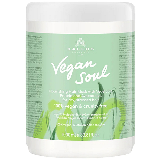 Kallos Vegan Soul Nourishing vyživující maska pro suché a namáhané vlasy 1000 ml