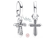 Charm Sterlingové stříbro 925 Křížek - Mini medailon, přívěsek na náramek symbol
