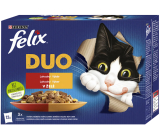 Felix Fantastic kapsičky pro kočky v želé výběr duo hovězí a drůbeží, kuřecí a ledvinky, jehněčí a telecí a krůtí a játra 12 x 85g