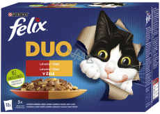 Felix Fantastic kapsičky pro kočky v želé výběr duo hovězí a drůbeží, kuřecí a ledvinky, jehněčí a telecí a krůtí a játra 12 x 85g