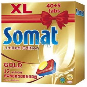Somat Gold 12 Action Lemon Tablety do myčky, pomáhají odstranit i odolné nečistoty bez předmytí 40 + 5 kusů
