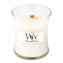 WoodWick Linen - Čistý len vonná svíčka s dřevěným knotem a víčkem sklo malá 85 g