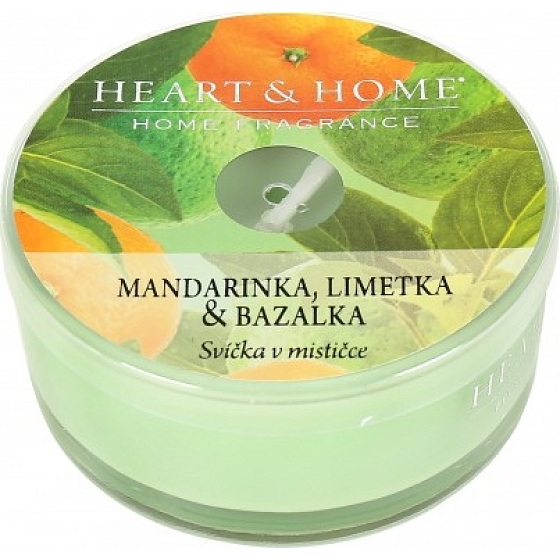 Heart & Home Mandarinka, limetka a bazalka Sojová vonná svíčka v mističce hoří až 12 hodin 36 g