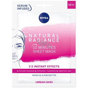 Nivea Urban Skin Natural Radiance 10minutová rozjasňující textilní maska pro unavenou a mdlou pleť 1 kus