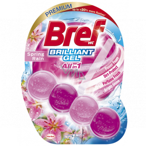 Bref Brilliant Gel All in 1 Spring Rain - vůně jarního deště WC blok pro hygienickou čistotu a svěžest Vaší toalety, zbarvuje vodu 42 g