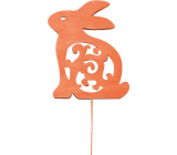 Zajíc dřevěný oranžový 8 cm + drátek, 1 kus