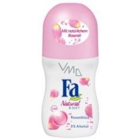 Fa Natural & Soft Rose & Almond Milk kuličkový deodorant roll-on pro ženy 50 ml