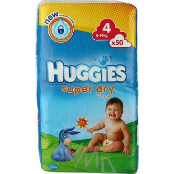 Huggies Super Dry velikost 4, 8-14 kg, plenkové kalhotky 50 kusů
