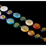 7 čaker FengShui, Meditační amulet, přírodní kámen se střapcem, závěsný léčivý 22 cm + střapec 12 cm